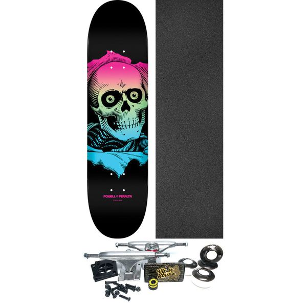 Powell Peralta Skull & Sword Fade Black / Blue / Green / Pink Skateboard Deck - 8" x 31.45" - Complete Skateboard Bundle